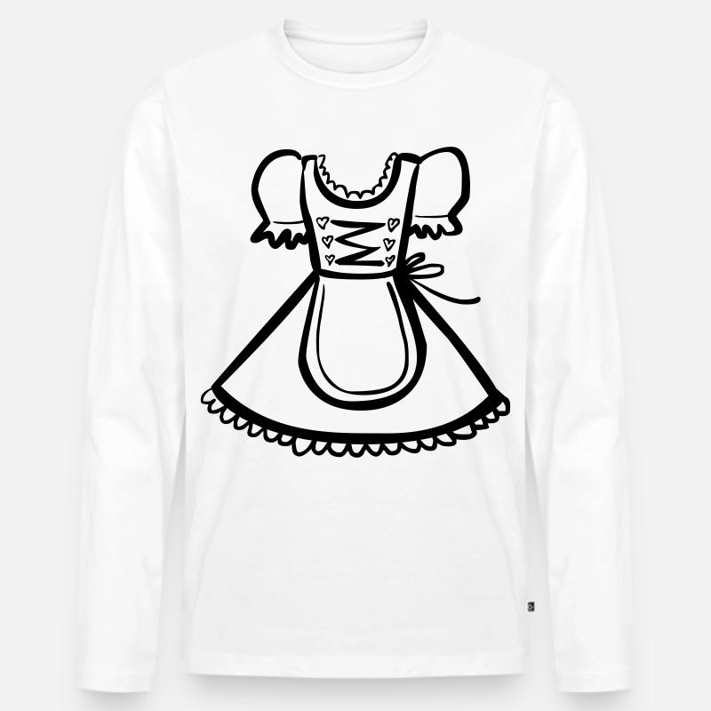 Dirndl – Schwarz-Weiß-Zeichnung – einfärbbar - Männer Premium Bio Langarmshirt - Weiß