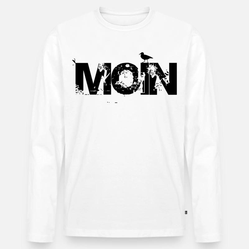 MOIN mit Möwe - Männer Premium Bio Langarmshirt - Weiß