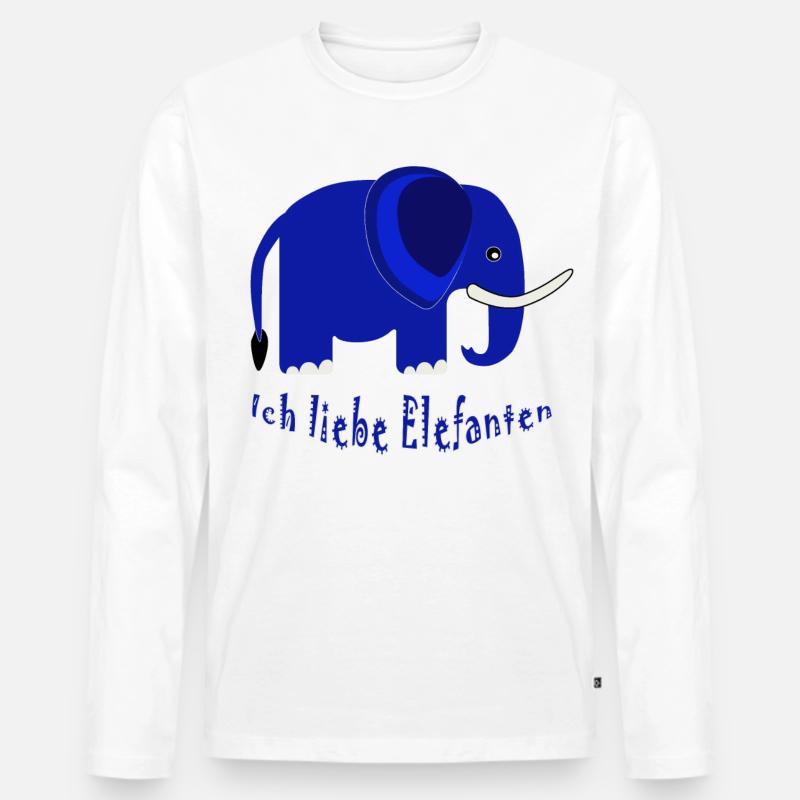 Blauer Elefant Ich liebe Elefanten - Männer Premium Bio Langarmshirt - Weiß
