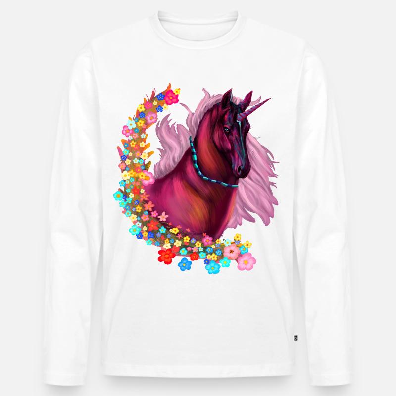Rosa Einhorn - Männer Premium Bio Langarmshirt - Weiß