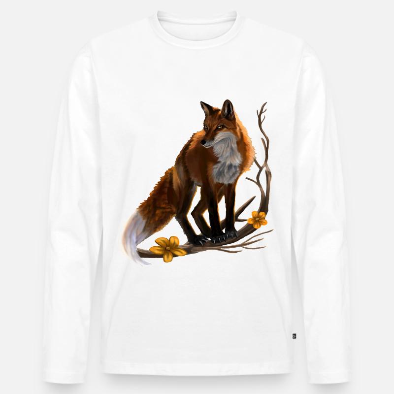 Fuchs - Männer Premium Bio Langarmshirt - Weiß