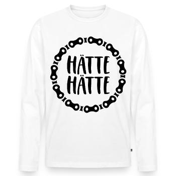 Hätte Hätte Fahrradkette - Männer Premium Bio Langarmshirt - Weiß - Vorne - Nico (187cm)