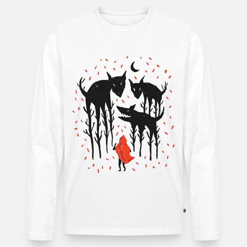 Rotkäppchen & die Wölfe - Männer Premium Bio Langarmshirt - Weiß