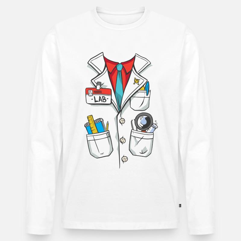 Laborkittel Kostüm - Männer Premium Bio Langarmshirt - Weiß