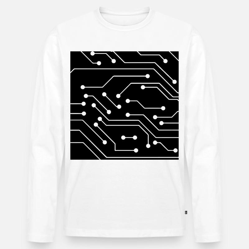 Computer Muster - Männer Premium Bio Langarmshirt - Weiß