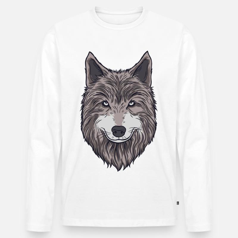 Stolzer Wolfskopf - Männer Premium Bio Langarmshirt - Weiß