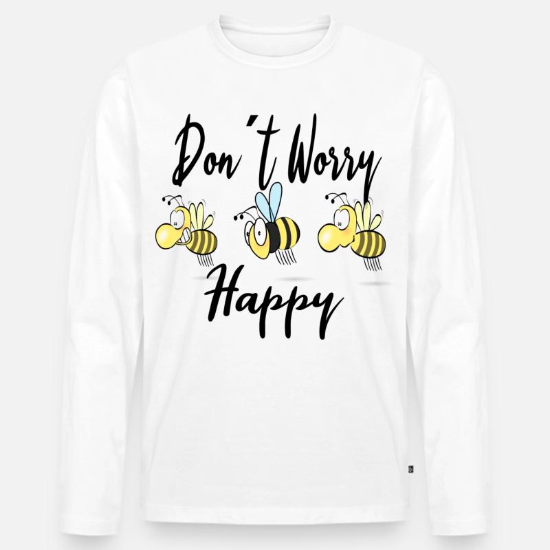 Glückliche Bienchen - Männer Premium Bio Langarmshirt - Weiß