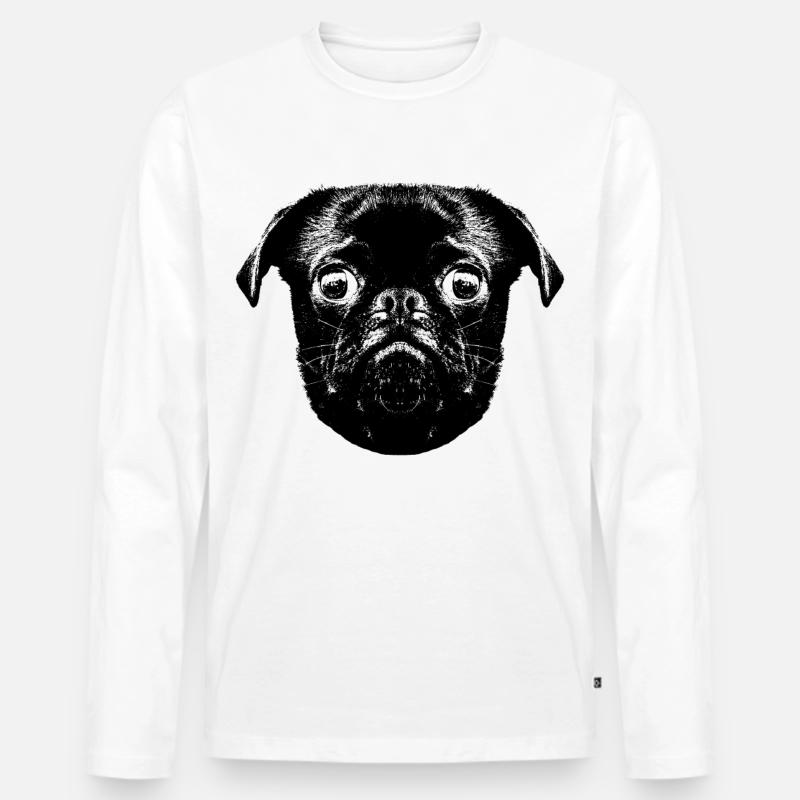 Otto's Mops hopst - Männer Premium Bio Langarmshirt - Weiß