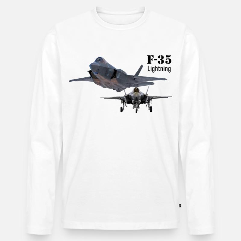 F-35 - Männer Premium Bio Langarmshirt - Weiß