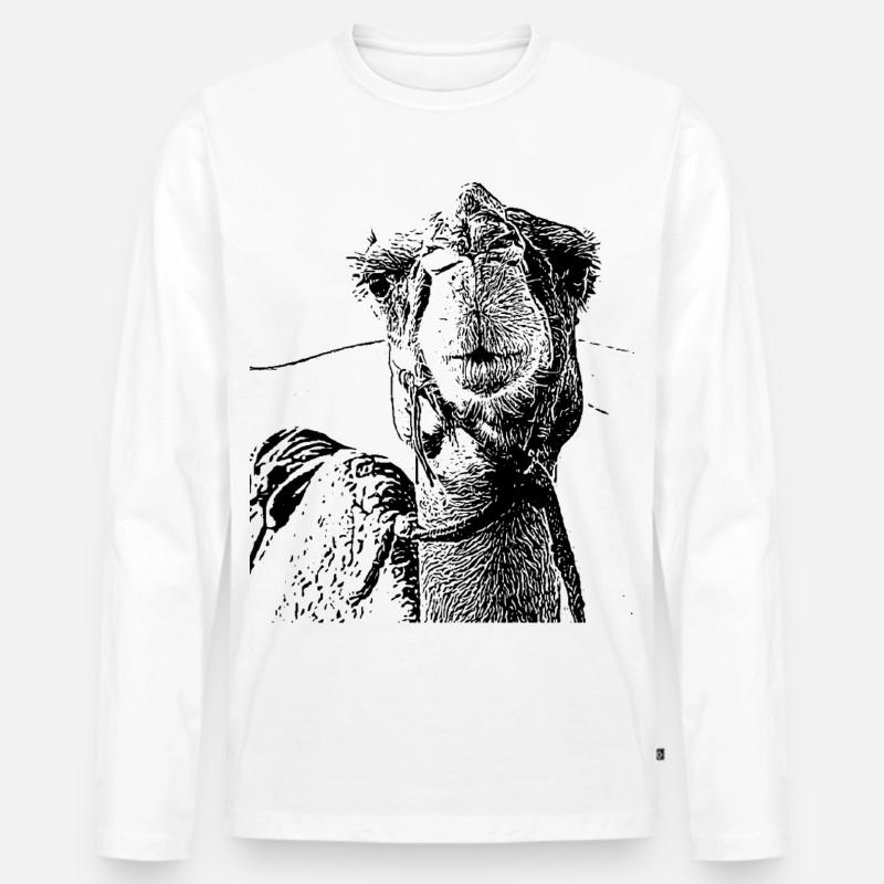 Kamel - Männer Premium Bio Langarmshirt - Weiß