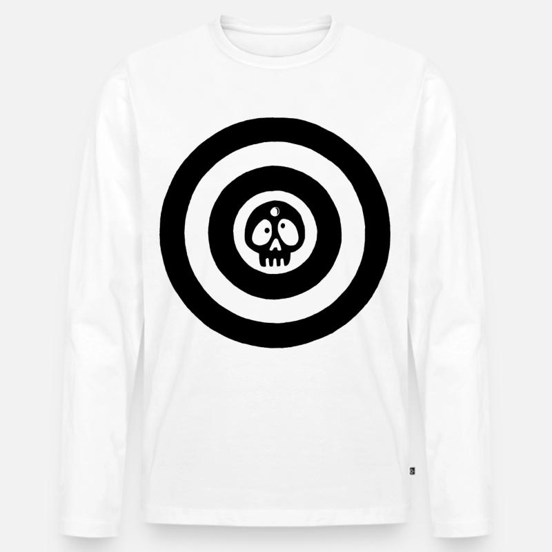 Schwarzer Zielschädel - Männer Premium Bio Langarmshirt - Weiß