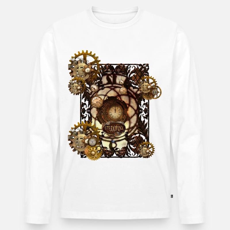 Atemberaubendes Steampunk-Design - Männer Premium Bio Langarmshirt - Weiß