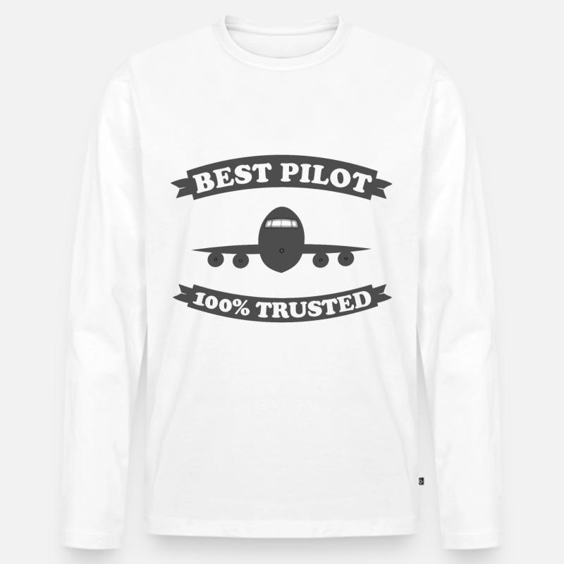 Pilot - Männer Premium Bio Langarmshirt - Weiß