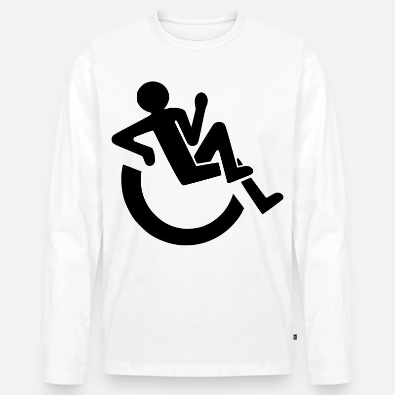 Entspannter Rollstuhlfahrer, Roller, Behinderter # - Männer Premium Bio Langarmshirt - Weiß