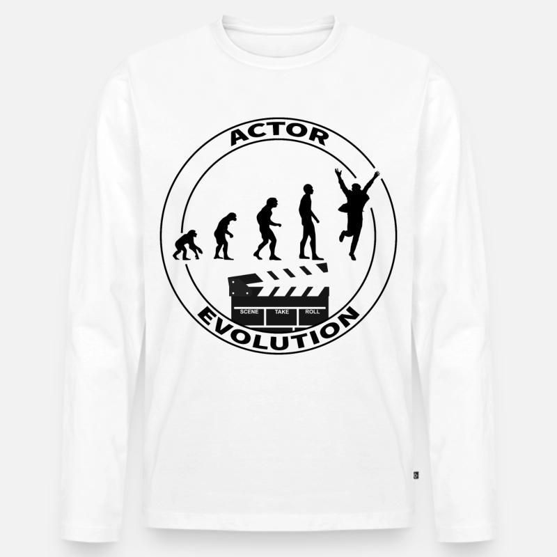 Cadeau d'interprète acteur d'évolution - T-shirt manches longues Premium bio Homme - blanc