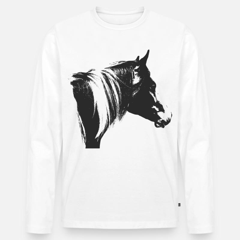 Lewitzer Schecke, Pferd Schecke, Pinto reiten - Männer Premium Bio Langarmshirt - Weiß