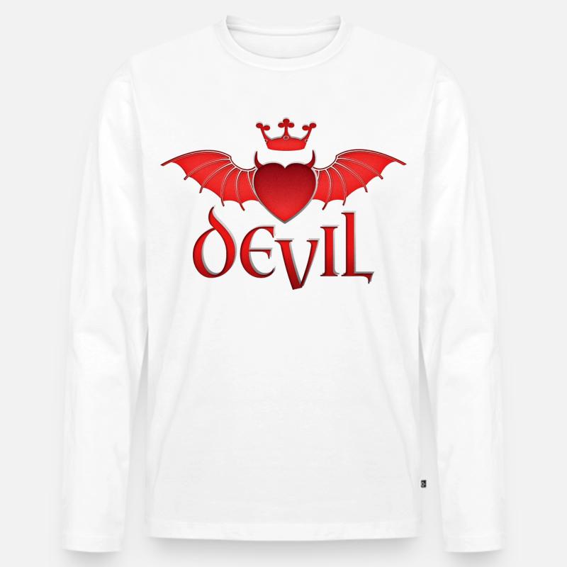 Engel & Teufel - Männer Premium Bio Langarmshirt - Weiß