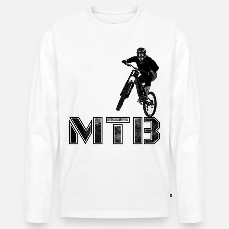 MTB Mountainbiking Geschenk - Männer Premium Bio Langarmshirt - Weiß