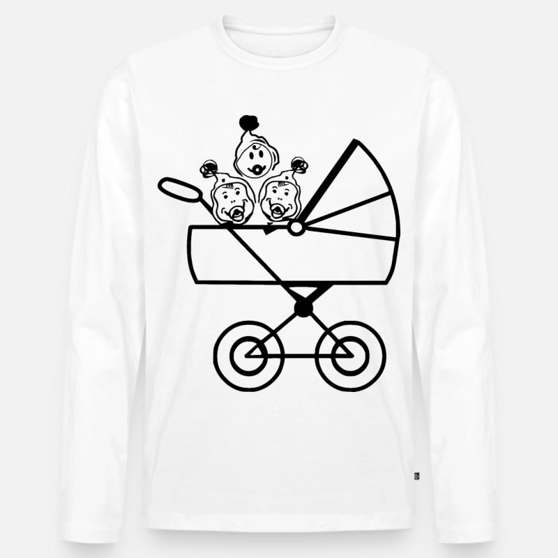 Drillinge Kinderschar Babys - Männer Premium Bio Langarmshirt - Weiß
