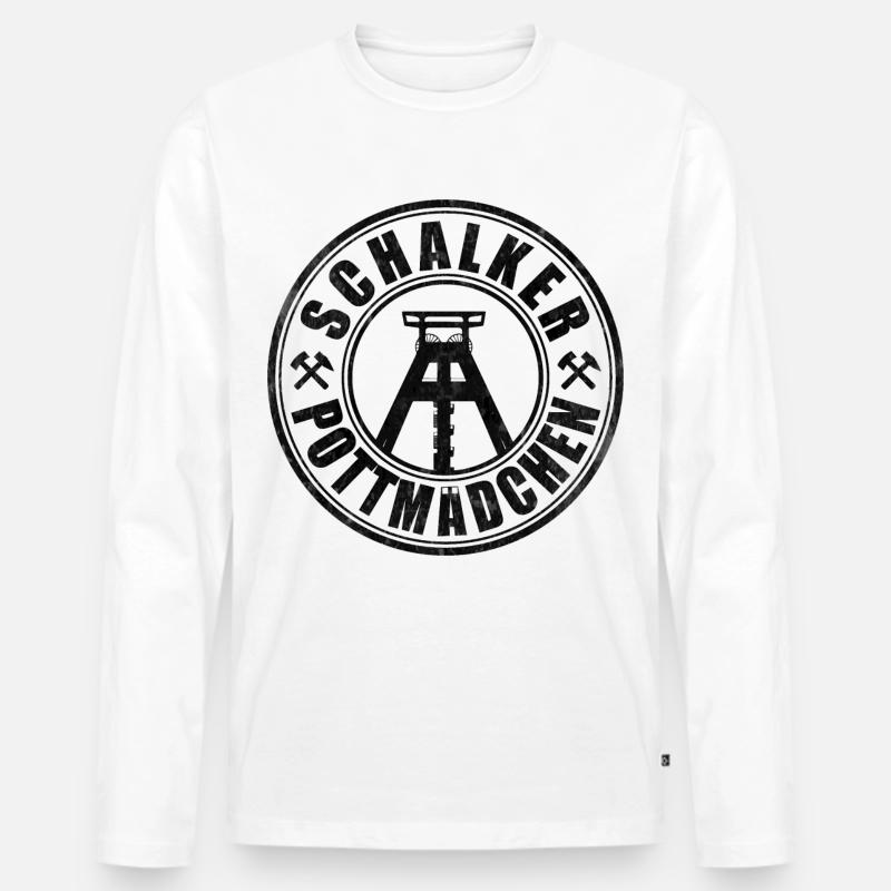 Schalker Pottmädchen | Ruhrpott Mädchen - Männer Premium Bio Langarmshirt - Weiß