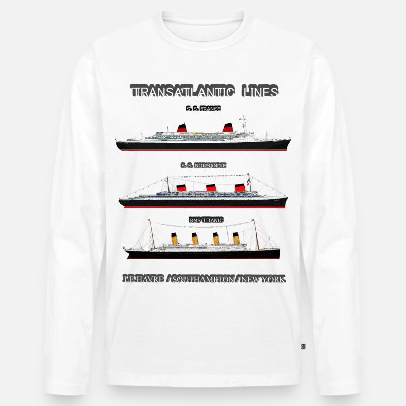 TRANSATLANTIC LINES Louis RUNEMBERG © Adagp - Männer Premium Bio Langarmshirt - Weiß