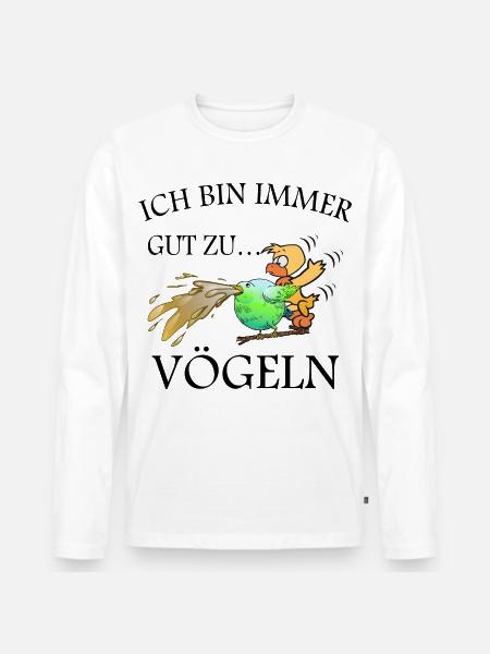 Lustige Vögel - Männer Premium Bio Langarmshirt - Weiß