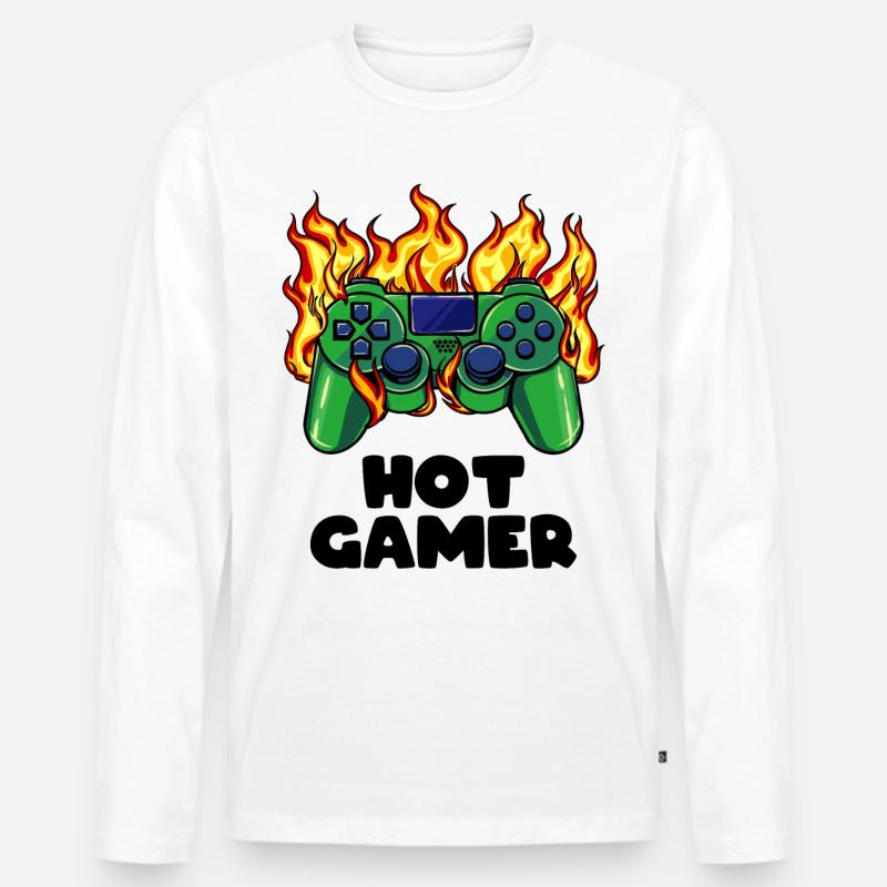 Gamer Zocker Videospieler Games Controller - Männer Premium Bio Langarmshirt - Weiß
