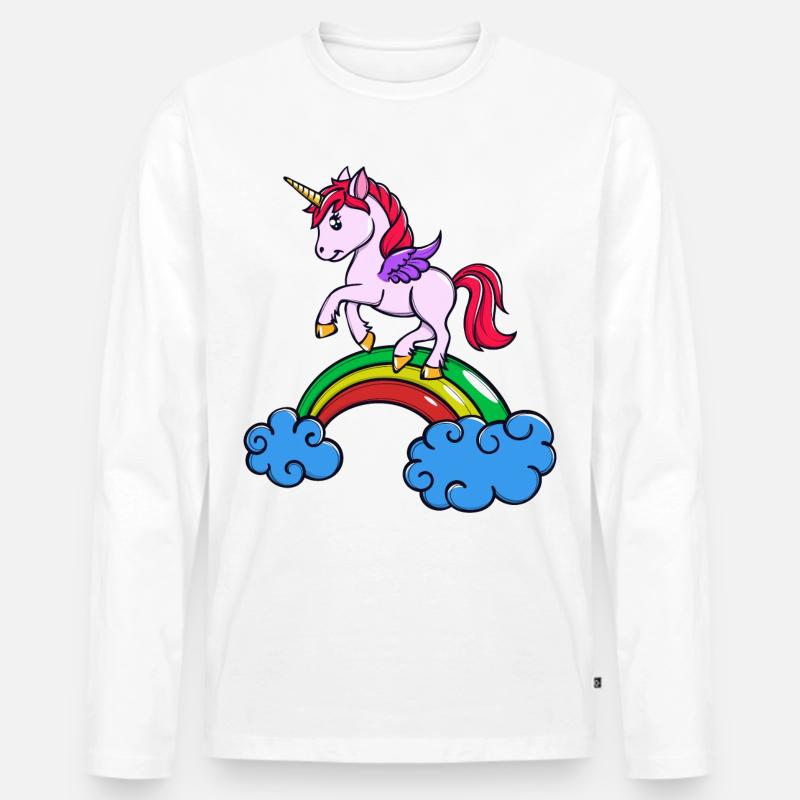 Tier Einhorn - Männer Premium Bio Langarmshirt - Weiß