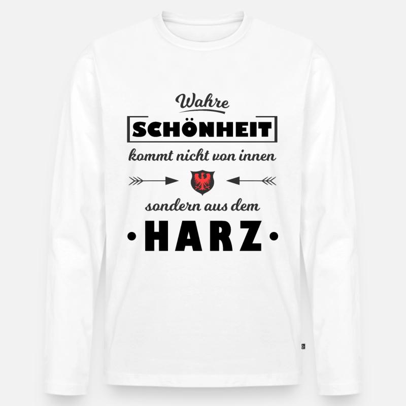 Harz - Männer Premium Bio Langarmshirt - Weiß