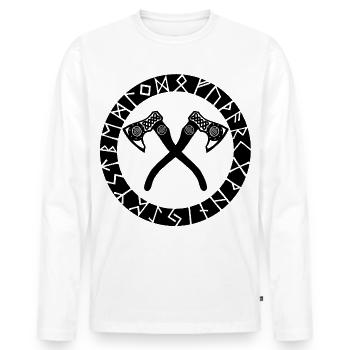 Haches noires vikings - T-shirt manches longues Premium bio Homme - blanc - Devant - Nico (187cm)