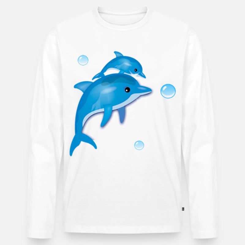 Dolphin - Männer Premium Bio Langarmshirt - Weiß