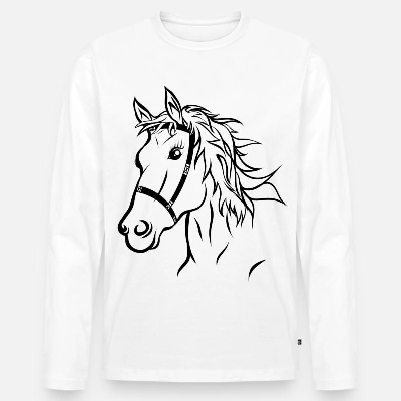 Pferdekopf Pferd Reiten Geschenk - Männer Premium Bio Langarmshirt - Weiß