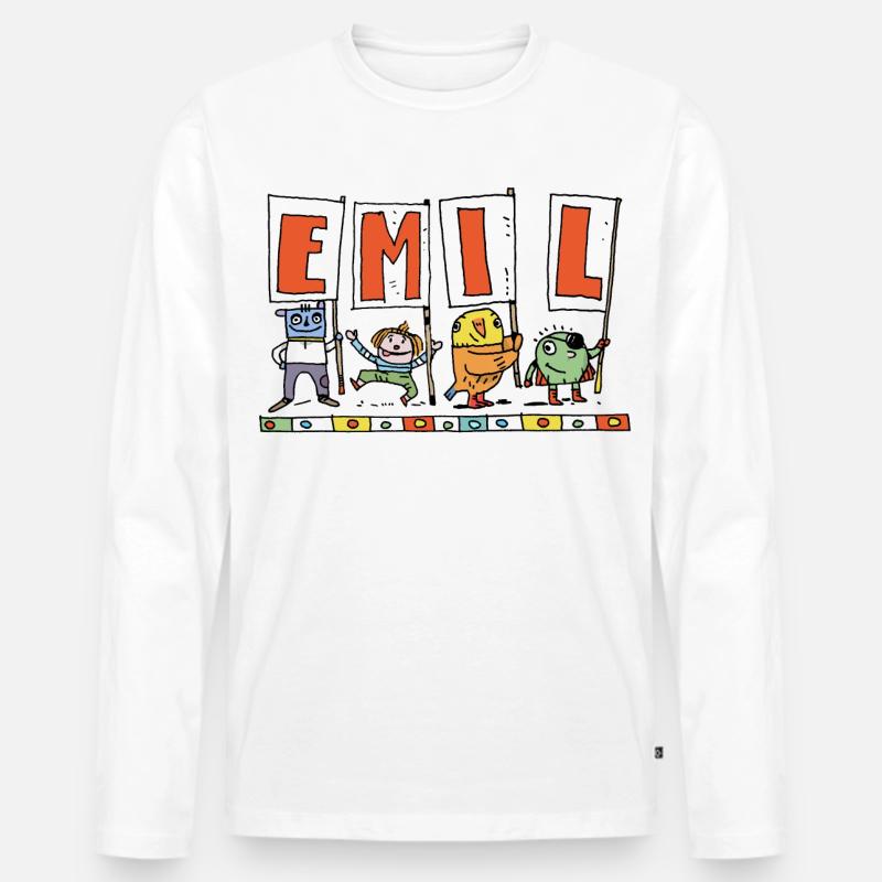Emil - Männer Premium Bio Langarmshirt - Weiß