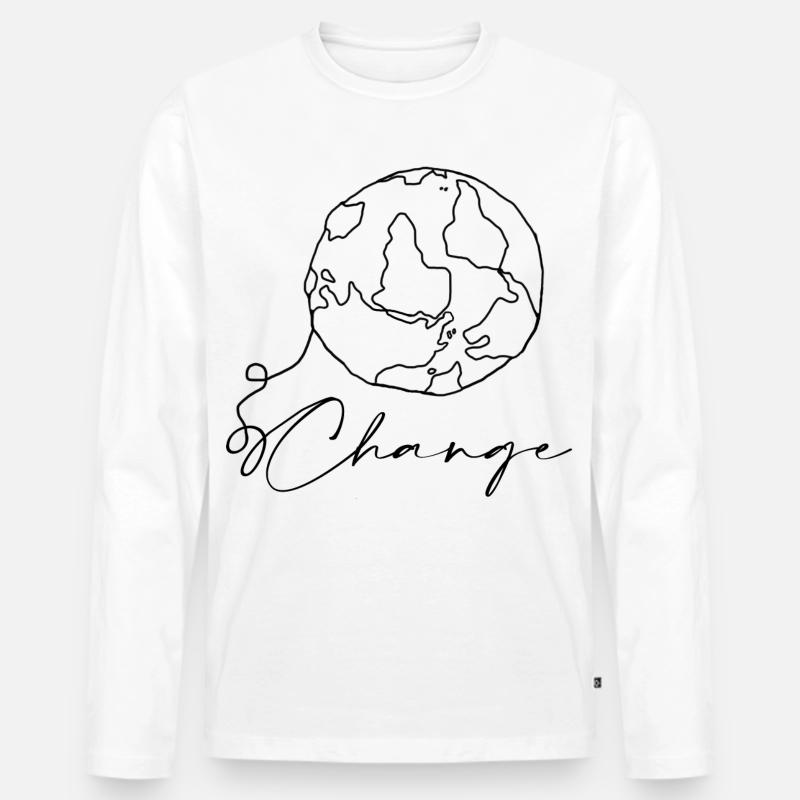 World - Männer Premium Bio Langarmshirt - Weiß