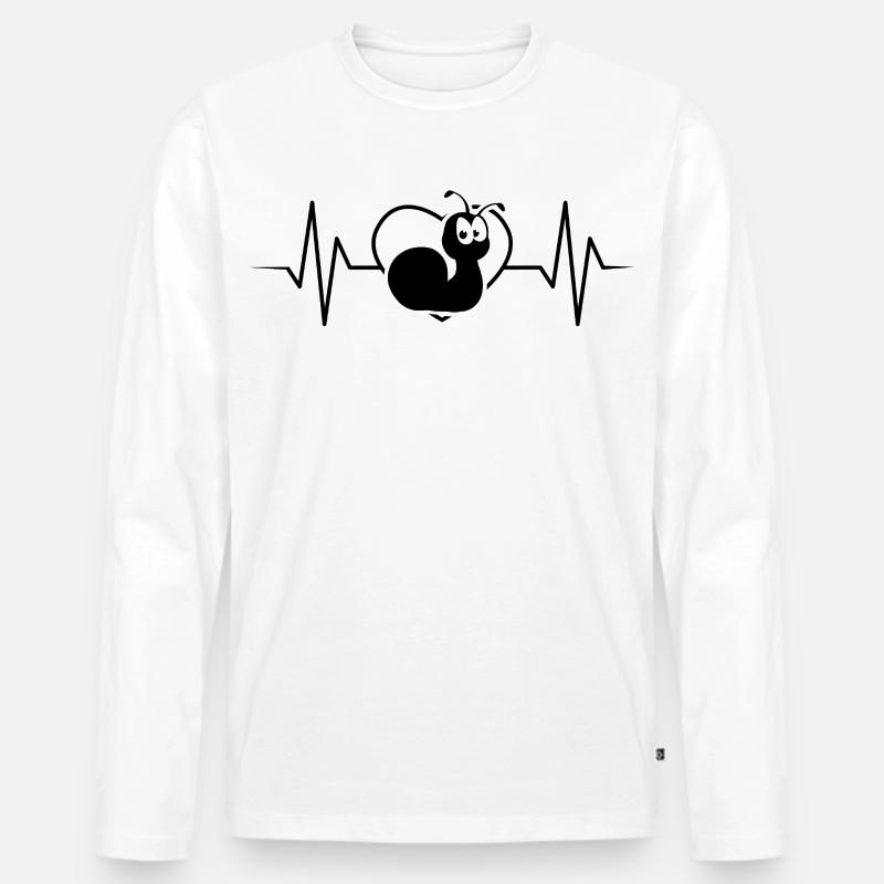 Schnecke - Männer Premium Bio Langarmshirt - Weiß