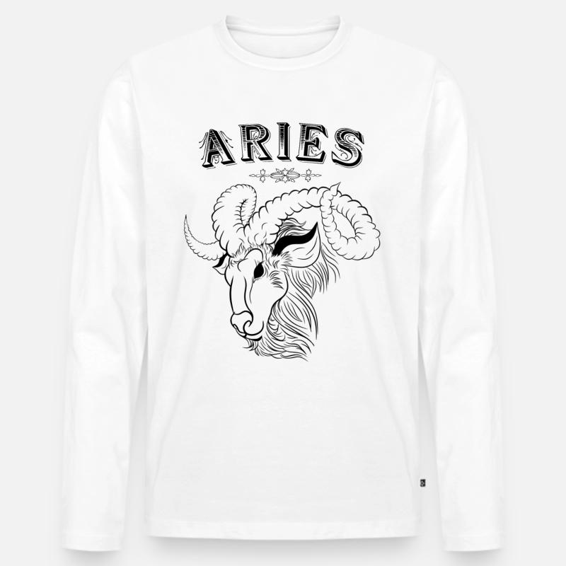 Aries Sternzeichen Widder - Männer Premium Bio Langarmshirt - Weiß