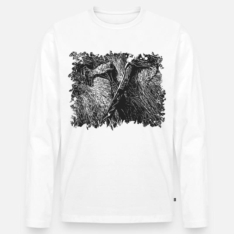 Wikinger Äxte - Männer Premium Bio Langarmshirt - Weiß