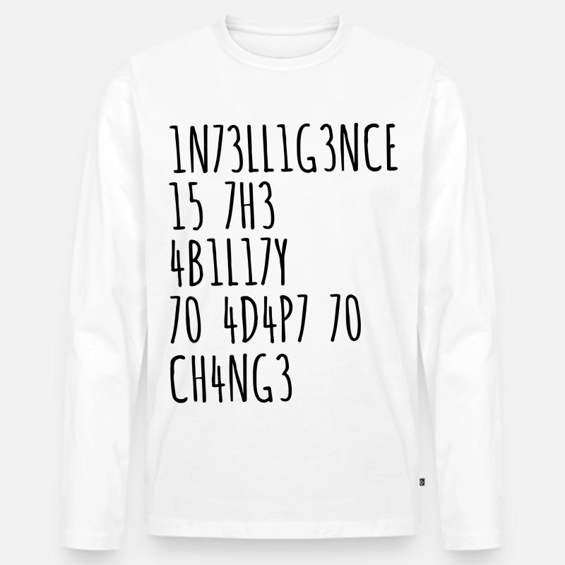 Intelligenz lustiger Spruch - Männer Premium Bio Langarmshirt - Weiß