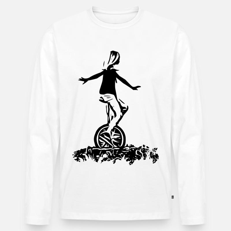Einrad Mädchen - Männer Premium Bio Langarmshirt - Weiß
