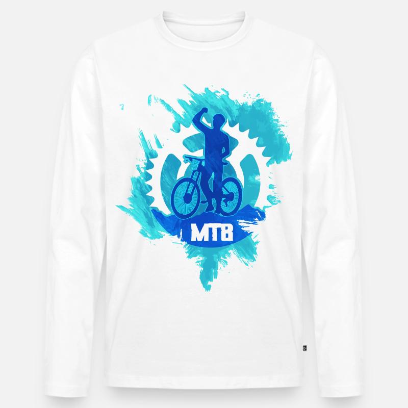MTB Mountainbike - Männer Premium Bio Langarmshirt - Weiß