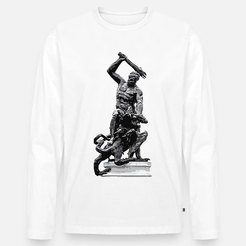 Herkulesbrunnen Augsburger Herkules - Männer Premium Bio Langarmshirt - Weiß