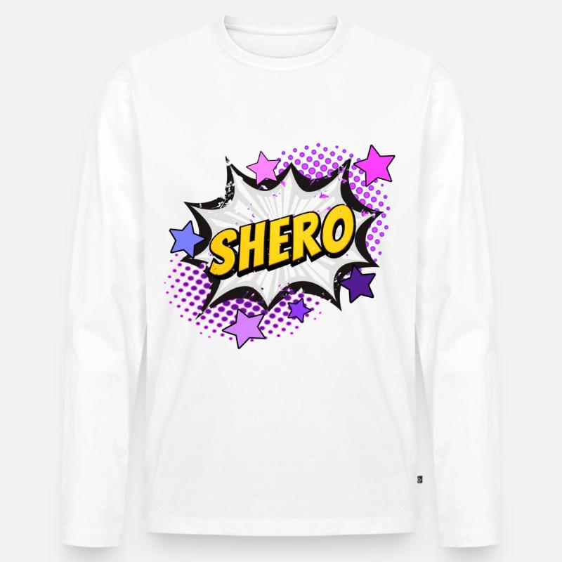 Shero - die Heldin - Männer Premium Bio Langarmshirt - Weiß