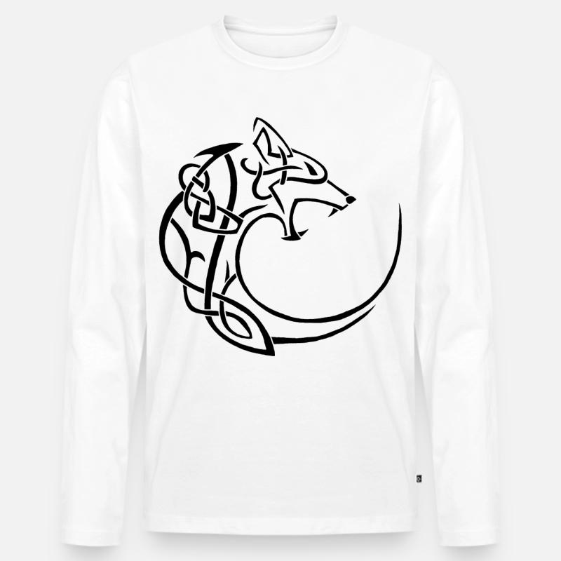 schwarzer Mondwolf - Männer Premium Bio Langarmshirt - Weiß