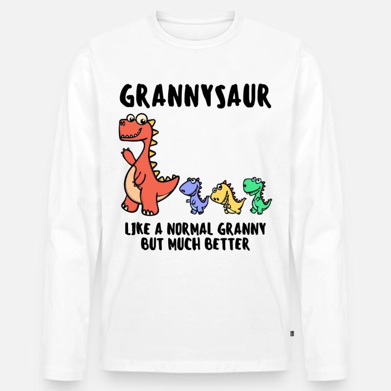 Oma Großmutter Dinosaurier Lustig Statement - Männer Premium Bio Langarmshirt - Weiß