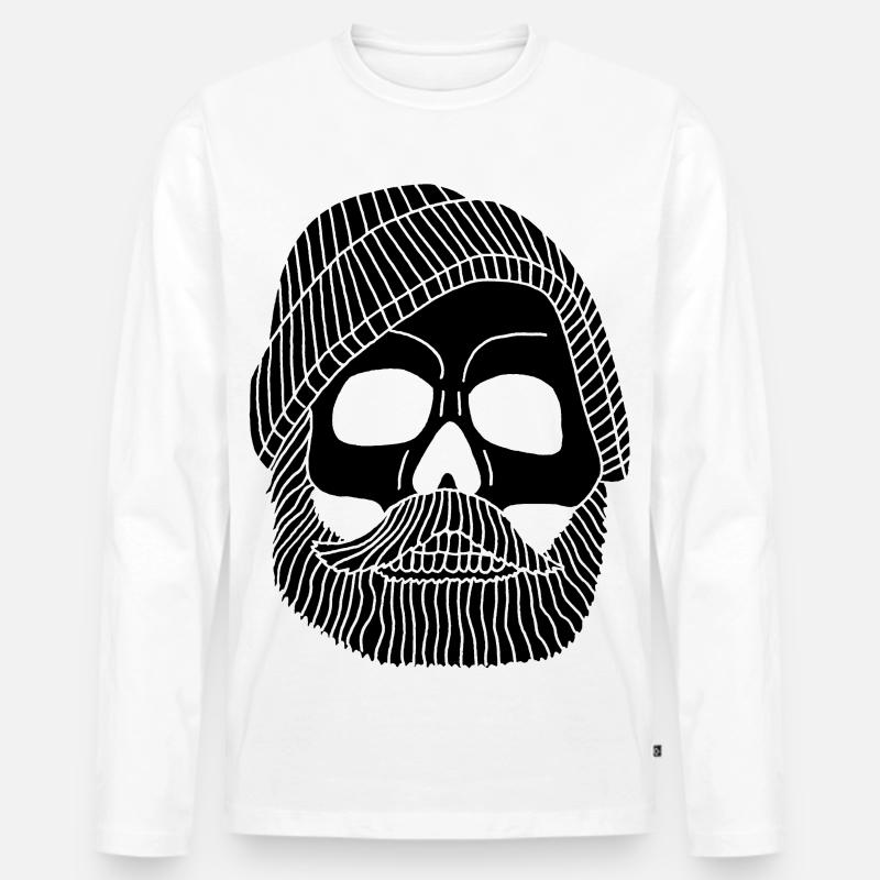 Schädel eines schwarzen Fischers - Männer Premium Bio Langarmshirt - Weiß