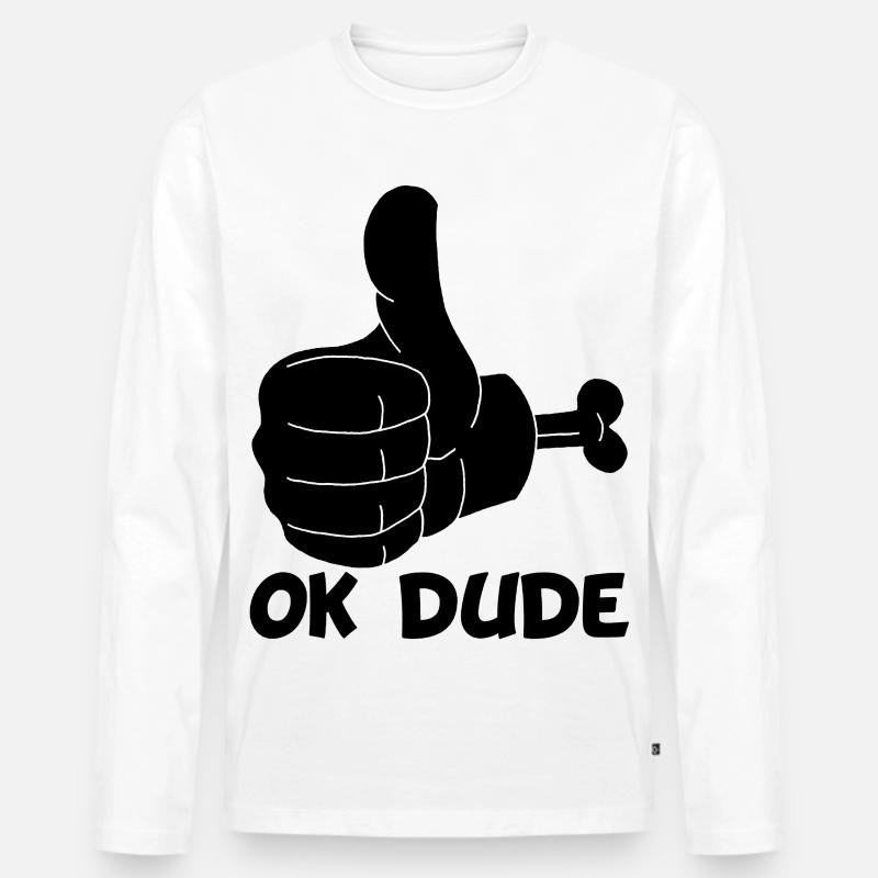 Ok Mann! (schwarz) - Männer Premium Bio Langarmshirt - Weiß