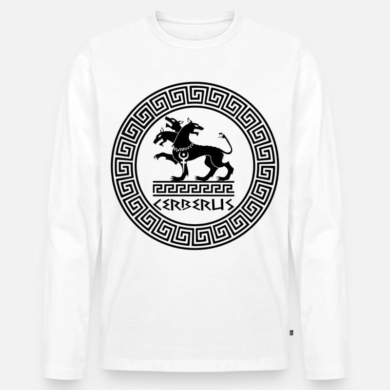 Der Wächter der Unterwelt (schwarz) - Männer Premium Bio Langarmshirt - Weiß