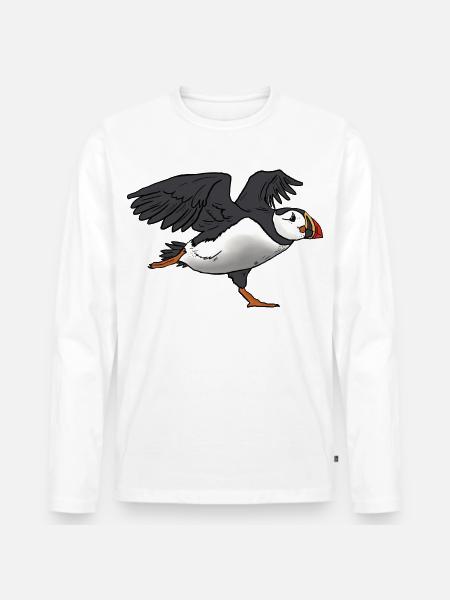 Papageientaucher - Männer Premium Bio Langarmshirt - Weiß