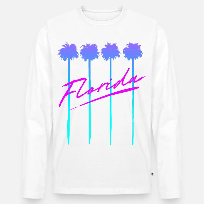 Florida Palmen - Männer Premium Bio Langarmshirt - Weiß