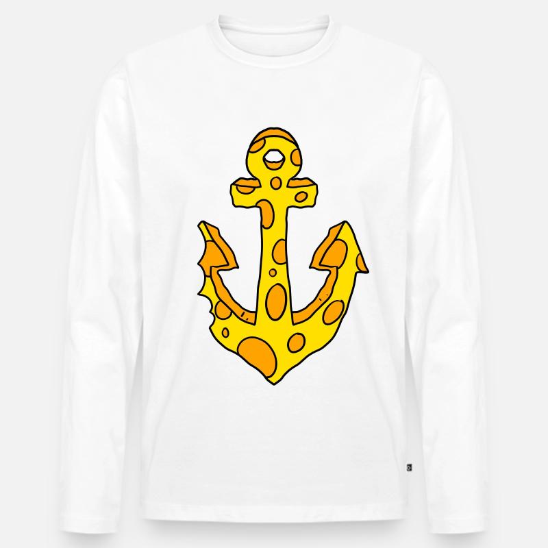 Anker Käse - Männer Premium Bio Langarmshirt - Weiß